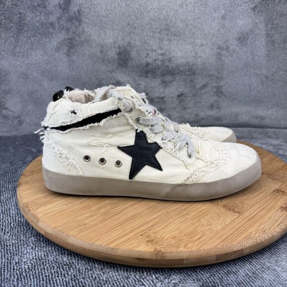 Shu Shop Other - SHU SHOP Paulina Shoes Youth Size 4 White Black Star High Top Zip Distressed